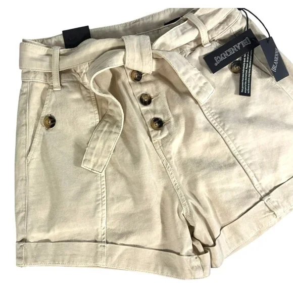 BLANKNYC Exposed Button Twill‎ Self Belted Cargo Shorts Camel Size 28 NWT - Picture 8 of 16